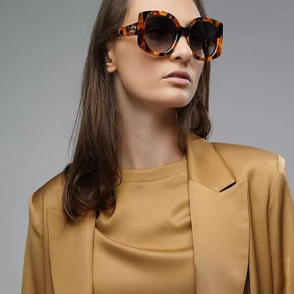 NEW Gucci GG1257S 004 Havana Gradient Blue Butterfly Oversized Women Sunglasses - Picture 4 of 13